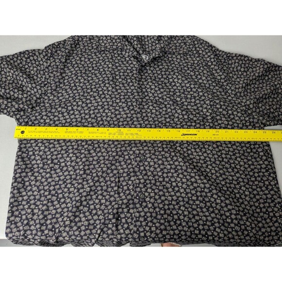 Geoffrey Beene Rayon Shirt L Black Geometric Print Short Sleeve Relaxed Fit - Picture 5 of 7